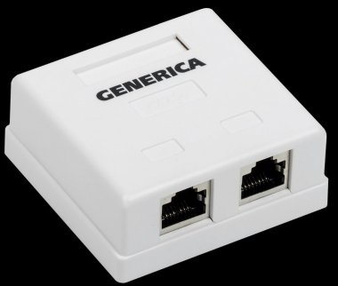 Фотография товара 'Generica CS2-1C5EF-22-G Розетка инф. настенная RJ45 кат. 5Е FTP 2 порта'