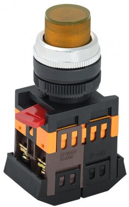 Фотография товара 'Generica BBT20-ABLFP-K05 Кнопка ABLFP-22 желтый d22мм неон/240В NO+NC'