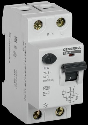 Фотография товара 'Generica MDV15-2-016-030 УЗО ВД1-63 2Р 16А 30мА'