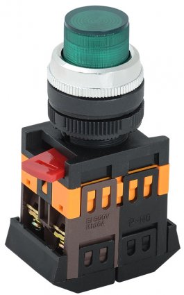 Фотография товара 'Generica BBT20-ABLFP-K06 Кнопка ABLFP-22 зеленая d22мм неон/240В NO+NC'