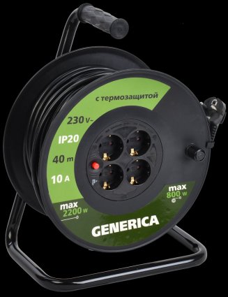 Фотография товара 'Generica WKP10-10-04-40-G Катушка УК40 с т/з 4 места 2P+PE/40м 3х1,0мм2'