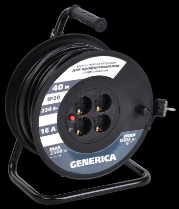 Фотография товара 'Generica WKP20-16-04-40-G Катушка УК40 с т/з 4 места 2P+PE/40м 3х1,5мм2'