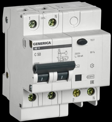 Фотография товара 'Generica MAD15-2-050-C-100 Диф. автомат АД12 2Р 50А 100мА'