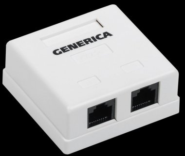 Фотография товара 'Generica CS2-1C5EU-22-G Розетка инф. настенная RJ45 кат. 5Е UTP 2 порта'