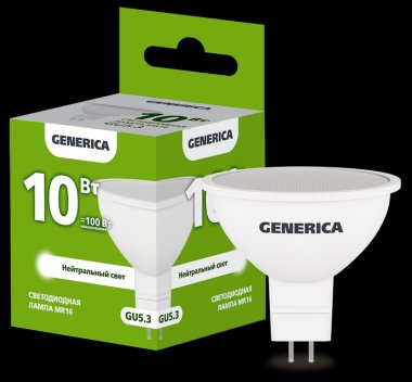 Фотография товара 'Generica LL-MR16-10-230-40-GU5-G Лампа LED MR16 софит 10Вт 230В 4000К GU5.3'
