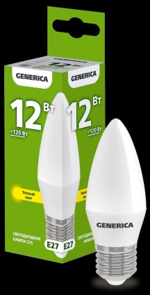 Фотография товара 'Generica LL-C35-12-230-30-E27-G Лампа LED C35 свеча 12Вт 230В 3000К E27'
