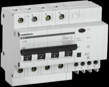 Фотография товара 'Generica MAD15-4-010-C-030 Диф. автомат АД14 4Р 10А 30мА'