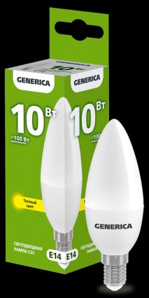 Фотография товара 'Generica LL-C35-10-230-30-E14-G Лампа LED C35 свеча 10Вт 230В 3000К E14'