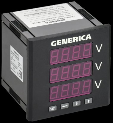Фотография товара 'Generica IDV21-5-3-3-LED-G Вольтметр цифр. щит. 3-ф. DO RS-485 96х96 LED'
