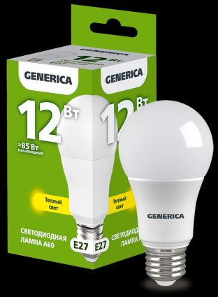 Фотография товара 'Generica LL-A60-12-230-30-E27-G Лампа LED A60 груша 12Вт 230В 3000К E27'