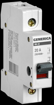 Фотография товара 'Generica MNV15-1-020 Выключатель нагрузки (мини-рубильник) ВН-32 1Р 20А'