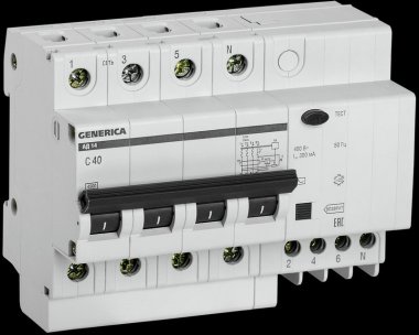 Фотография товара 'Generica MAD15-4-040-C-300 Диф. автомат АД14 4Р 40А 300мА'