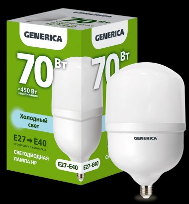 Фотография товара 'Generica LL-HP-70-230-65-E27-E40-G Лампа LED HP 70Вт 230В 6500К E27-E40'