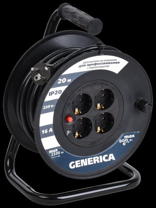 Фотография товара 'Generica WKP20-16-04-20-G Катушка УК20 с т/з 4 места 2P+PE/20м 3х1,5мм2'