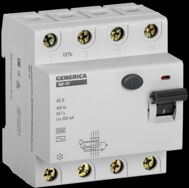 Фотография товара 'Generica MDV15-4-040-300 УЗО ВД1-63 4Р 40А 300мА'