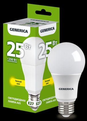 Фотография товара 'Generica LL-A65-25-230-30-E27-G Лампа LED A65 груша 25Вт 230В 3000К E27'