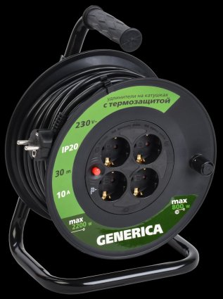 Фотография товара 'Generica WKP10-10-04-30-G Катушка УК30 с т/з 4 места 2P+PE/30м 3х1,0мм2'