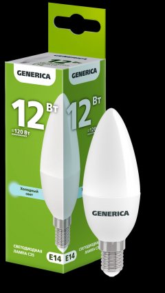 Фотография товара 'Generica LL-C35-12-230-65-E14-G Лампа LED C35 свеча 12Вт 230В 6500К E14'