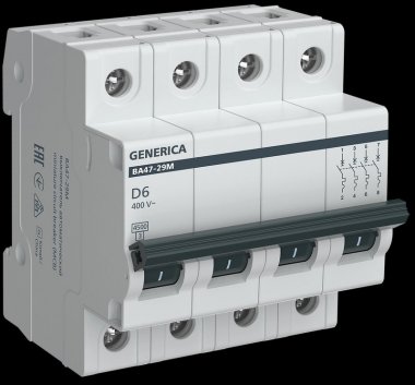 Фотография товара 'Generica MVA21-4-006-D-G Авт. выкл. ВА47-29М 4P 6А 4,5кА D'