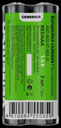 Фотография товара 'Generica ABT-R03-ST-S02-G Батарейка солевая R03/AAA (2шт/пленка)'