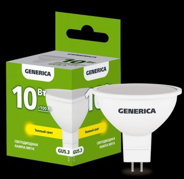Фотография товара 'Generica LL-MR16-10-230-30-GU5-G Лампа LED MR16 софит 10Вт 230В 3000К GU5.3'