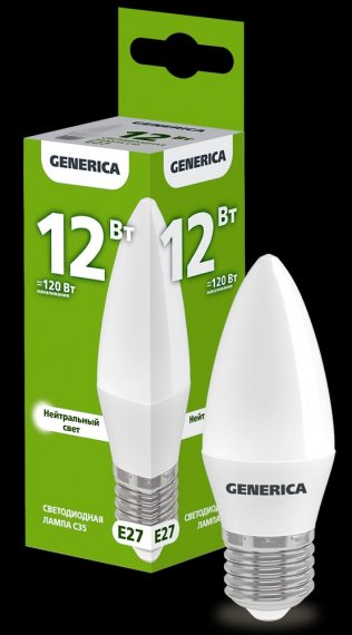 Фотография товара 'Generica LL-C35-12-230-40-E27-G Лампа LED C35 свеча 12Вт 230В 4000К E27'