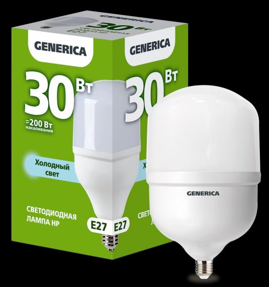Фотография товара 'Generica LL-HP-30-230-65-E27-G Лампа LED HP 30Вт 230В 6500К E27'