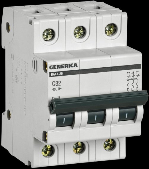 Фотография товара 'Generica MVA25-3-032-C Авт. выкл. ВА47-29 3Р 32А 4,5кА х-ка С'