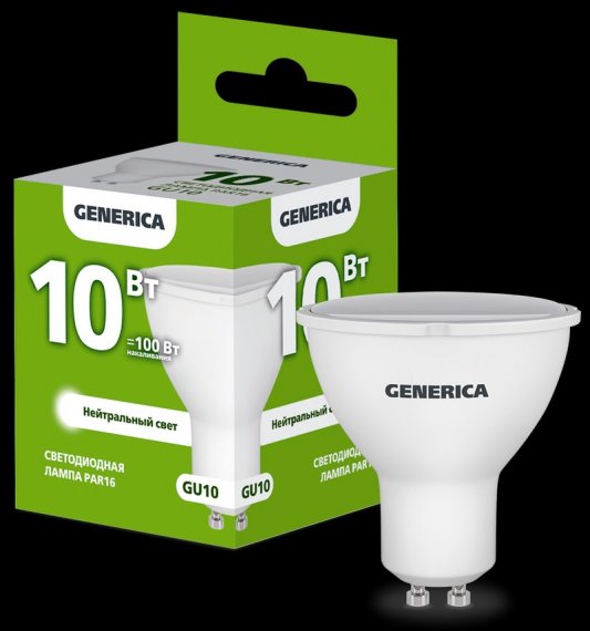 Фотография товара 'Generica LL-PAR16-10-230-40-GU10-G Лампа LED PAR16 софит 10Вт 230В 4000К GU10'