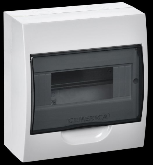 Фотография товара 'Generica MKP12-N-08-41-G Корпус пластиковый ЩРН-П-8 черн. прозр. дверь IP41'