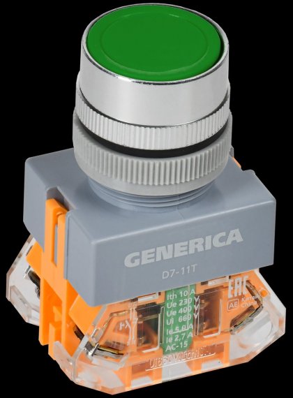 Фотография товара 'Generica BBT50-11T-3-21-K06-G Кнопка D7-11T d=22мм 1NC+1NO'