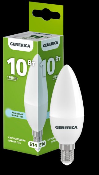 Фотография товара 'Generica LL-C35-10-230-65-E14-G Лампа LED C35 свеча 10Вт 230В 6500К E14'