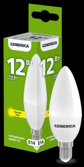 Фотография товара 'Generica LL-C35-12-230-30-E14-G Лампа LED C35 свеча 12Вт 230В 3000К E14'