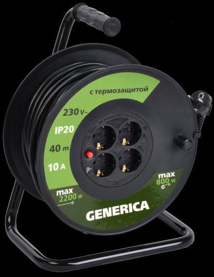 Фотография товара 'Generica WKP10-10-04-40-G Катушка УК40 с т/з 4 места 2P+PE/40м 3х1,0мм2'