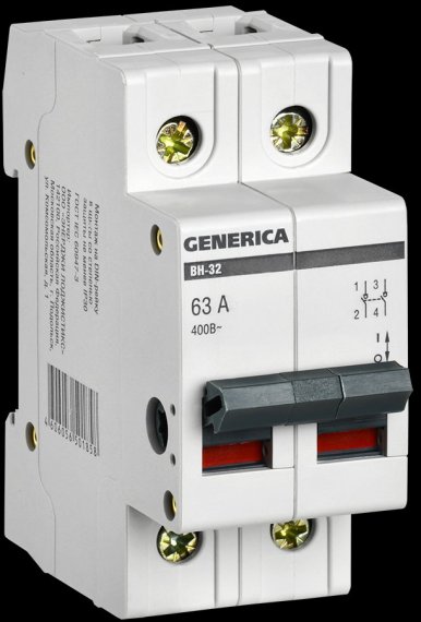 Фотография товара 'Generica MNV15-2-063 Выключатель нагрузки (мини-рубильник) ВН-32 2Р 63А'