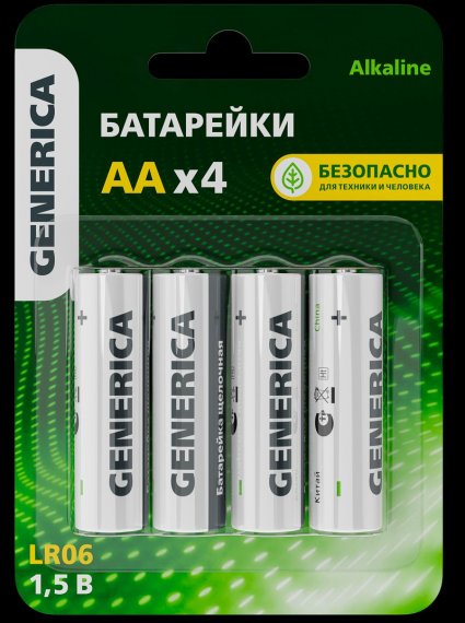 Фотография товара 'Generica ABT-LR06-ST-L04-G Батарейка щелоч. Alkaline LR06/AA (4шт/блистер)'