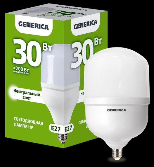 Фотография товара 'Generica LL-HP-30-230-40-E27-G Лампа LED HP 30Вт 230В 4000К E27'