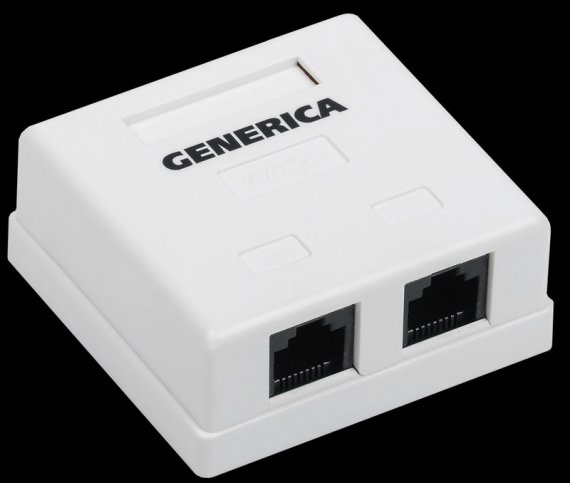 Фотография товара 'Generica CS2-1C5EU-22-G Розетка инф. настенная RJ45 кат. 5Е UTP 2 порта'