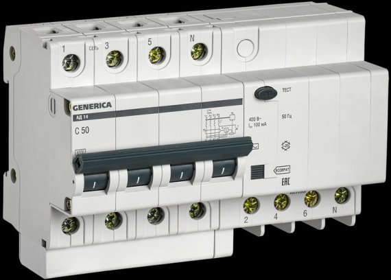 Фотография товара 'Generica MAD15-4-050-C-100 Диф. автомат АД14 4Р 50А 100мА'
