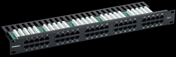 Фотография товара 'Generica PP50-1UC03U-K05-G Патч-панель телеф. 1U кат. 3 RJ45 50 порт. (Krone)'