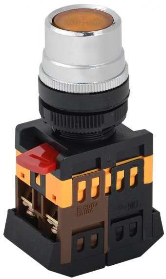 Фотография товара 'Generica BBT10-ABLF-K05 Кнопка ABLF-22 желтая d22мм неон/240В NO+NC'