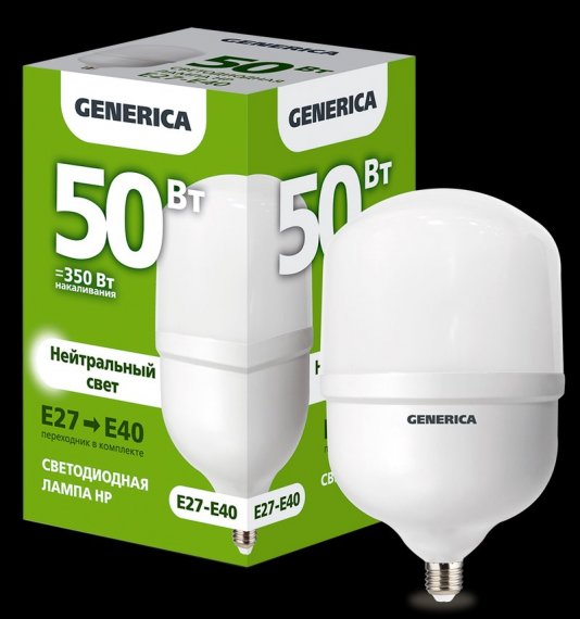 Фотография товара 'Generica LL-HP-50-230-40-E27-E40-G Лампа LED HP 50Вт 230В 4000К E27-E40'