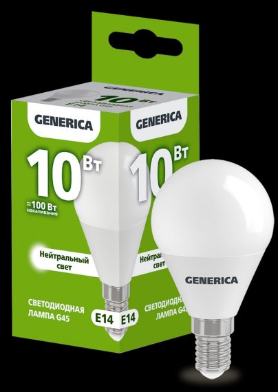 Фотография товара 'Generica LL-G45-10-230-40-E14-G Лампа LED G45 шар 10Вт 230В 4000К E14'