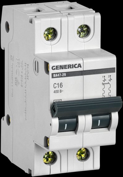 Фотография товара 'Generica MVA25-2-016-C Авт. выкл. ВА47-29 2Р 16А 4,5кА х-ка С'