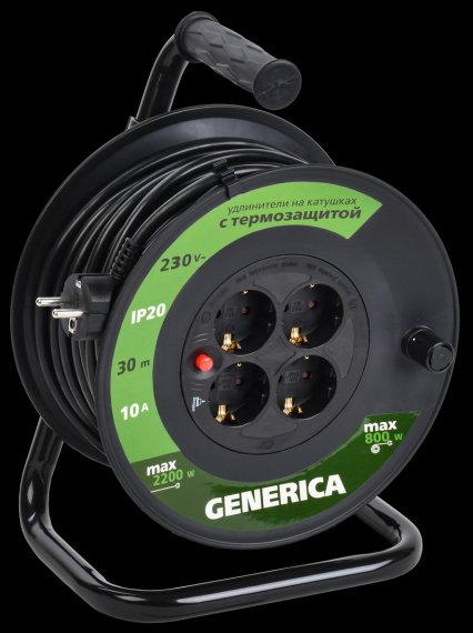 Фотография товара 'Generica WKP10-10-04-30-G Катушка УК30 с т/з 4 места 2P+PE/30м 3х1,0мм2'