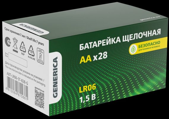 Фотография товара 'Generica ABT-LR06-ST-B28-G Батарейка щелоч. Alkaline LR06/AA (28шт/бокс)'