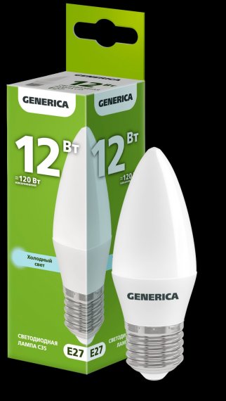 Фотография товара 'Generica LL-C35-12-230-65-E27-G Лампа LED C35 свеча 12Вт 230В 6500К E27'