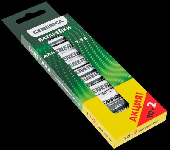 Фотография товара 'Generica ABT-LR03-ST-B12-G Батарейка щелоч. Alkaline LR03/AAA (10+2шт) ПРОМО'