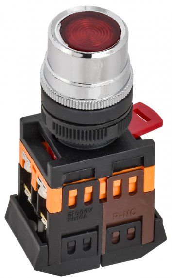Фотография товара 'Generica BBT10-ABLF-K04 Кнопка ABLF-22 красный d22мм неон/240В NO+NC'