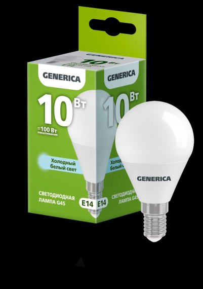 Фотография товара 'Generica LL-G45-10-230-65-E14-G Лампа LED G45 шар 10Вт 230В 6500К E14'